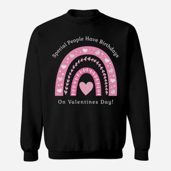 Valentine Birthday Party Girls Valentines Day Rainbow Sweatshirt - Monsterry