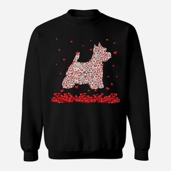 Valentine Hearts In Dog West Highland White Terrier Thirts Sweatshirt - Monsterry