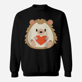 Valentine Hedgehog Holding Heart Valentines Day Hedgehog Raglan Baseball Sweatshirt - Monsterry CA