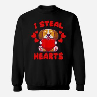 Valentine I Steal Hearts Puppy And Dogs Lovers Sweatshirt - Monsterry UK
