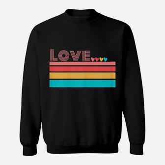 Valentine Retro Love Rainbow Sweatshirt - Monsterry