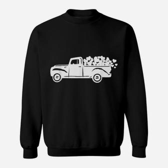 Valentine Truck Hearts Valentines Sweatshirt - Monsterry
