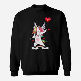 Valentines Dabbing Unicorn Rainbow Unicorns Dab Dance Sweatshirt - Thegiftio UK