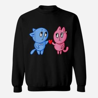 Valentines Day For Him Or Her With Cats And Heart Sweatshirt - Monsterry DE