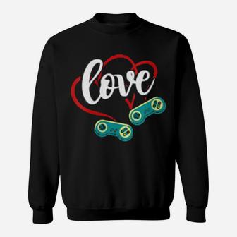 Valentine's Day Game Controllers Heart Cute Gaming Love Sweatshirt - Monsterry CA