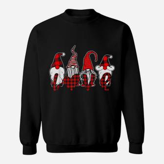 Valentine's Day Gnome Love Red Heart Buffalo Plaid Sweatshirt - Monsterry AU
