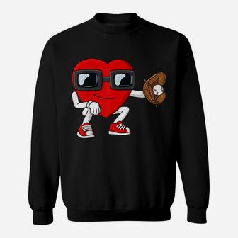 Valentines Day Heart Baseball Catcher Funny Boys Girls Kids Sweatshirt | Crazezy AU