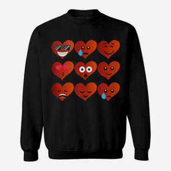 Valentine's Day Heart Emoticons Cute Love Sweatshirt - Monsterry CA