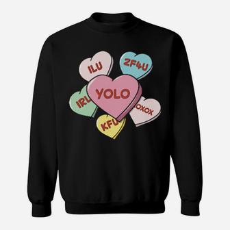 Valentine's Day Hearts Sweets With Texting Acronyms Sweatshirt - Monsterry DE