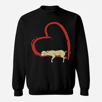 Valentines Day Shirt Cute Heart Llama Sleeping Animal Gift Sweatshirt - Monsterry