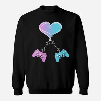 Valentine's Day Video Gamer Heart And Game Controllers Sweatshirt - Monsterry DE