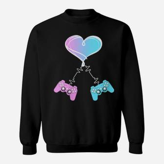 Valentine's Day Video Gamer Heart & Game Controllers Sweatshirt - Monsterry