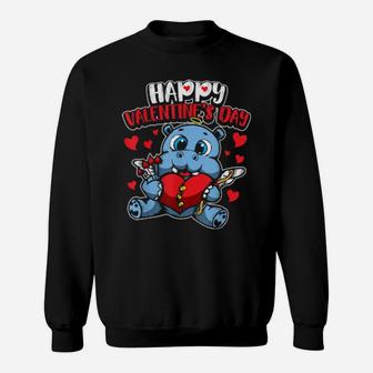 Valentine's Hippo Sweet Cupid Animals Sweatshirt - Monsterry AU