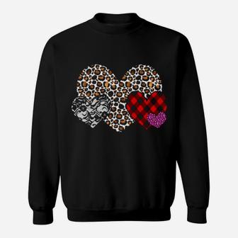 Valentines Leopard Plaid Hearts Trendy Love Design Sweatshirt - Monsterry