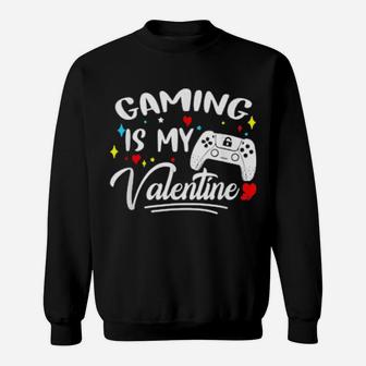Video Gamer Valentines Day With Controllers Heart Gaming Sweatshirt - Monsterry