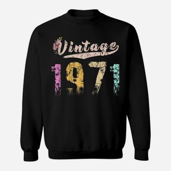 Vintage 1971 Floral Birthday For Women Girls Gifts Sweatshirt | Crazezy DE