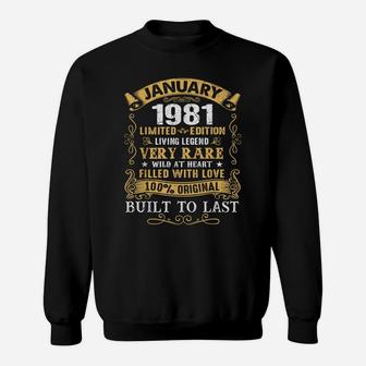 Vintage 40Th Birthday January 1981 Gift 40 Years Old Sweatshirt | Crazezy