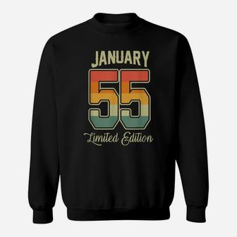 Vintage 65Th Birthday Gift January 1955 Sports Jersey Sweatshirt | Crazezy CA