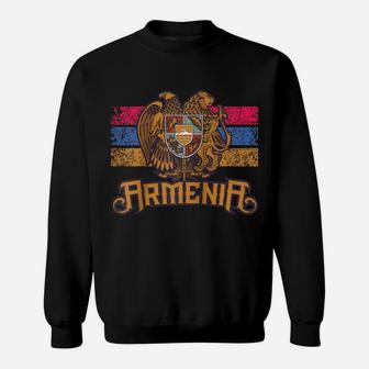 Vintage Armenia Flag Family Crest - Armenian Country Gifts Raglan Baseball Tee Sweatshirt | Crazezy