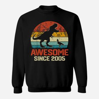 Vintage Awesome Since 2005 Retro Dinosaur Birthday Party Sweatshirt | Crazezy