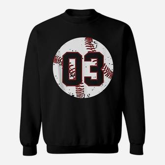 Vintage Baseball Number 03 Cool Softball Mom Gift Sweatshirt | Crazezy DE