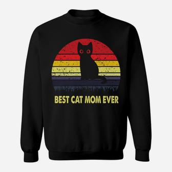 Vintage Best Black Cat Mom Lover Retro Style Cats Sweatshirt | Crazezy