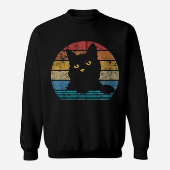 Vintage Black Cat Lover Retro Style Cats Kitty Lover Gift Zip Hoodie Sweatshirt | Crazezy
