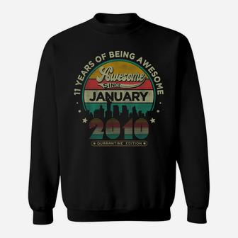 Vintage Born January 2010 11Th Birthday 11 Years Old Gifts Sweatshirt | Crazezy CA