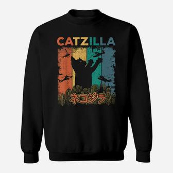 Vintage Catzilla T Shirt - Japanese Monster Funny - Cat Gift Sweatshirt | Crazezy UK