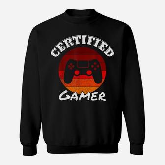 Vintage Certified Gamer, Funny Retro Video Games Design Sweatshirt | Crazezy CA