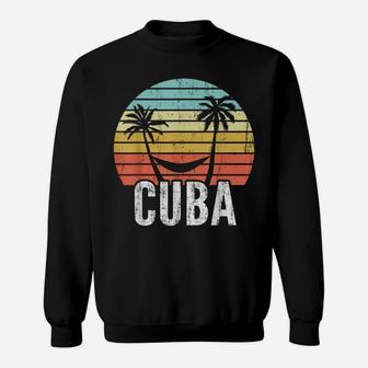 Vintage Cuba Hammock Palm Tree Retro Cuban Vacation Sweatshirt | Crazezy