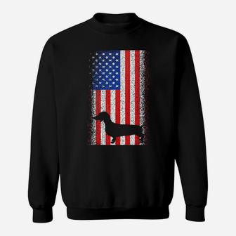 Vintage Dachshund America Flag Patriotic 4Th Of July Gift Sweatshirt - Monsterry