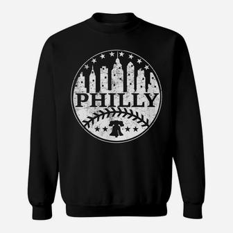 Vintage Distressed Philadelphia Philly Baseball City Skyline Sweatshirt | Crazezy