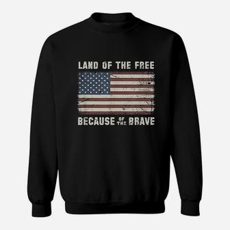 Vintage Flag Land Of The Free Because Of The Brave Sweatshirt | Crazezy
