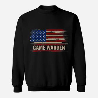 Vintage Game Warden American Flag Job Gift Sweatshirt | Crazezy DE