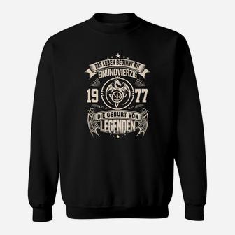 Vintage Geburtsjahr 1977 Sweatshirt, Schwarzes Retro Legenden Motto - Seseable