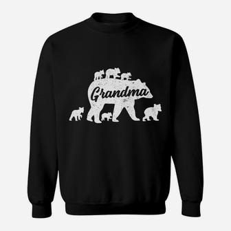 Vintage Grandma Bear With 6 Cub Mother's Day Sweatshirt | Crazezy