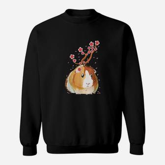 Vintage Guinea Pig Japanese Cherry Blossom Flower Gift Sweatshirt | Crazezy