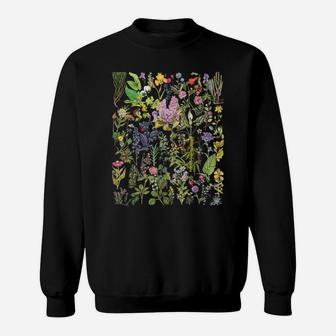 Vintage Inspired Flower Botanical Floral Plant Chart Sweatshirt | Crazezy