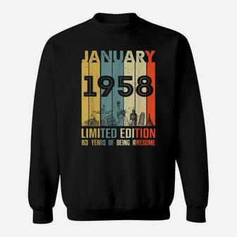 Vintage January 1958 Classic 63 Yrs Old 63Rd Birthday Gift Sweatshirt | Crazezy AU