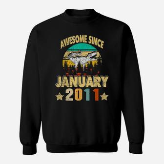 Vintage January 2011 10Th Birthday 10 Year Gift Dinosaur Boy Sweatshirt | Crazezy AU