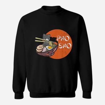 Vintage Kawaii Cat Pho Sho Vietnamese Bowl Ramen Noodle Sweatshirt | Crazezy DE