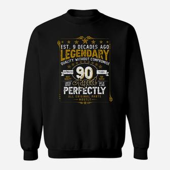 Vintage Legendary 90 Years Old Aged Perfectly 90Th Birtday Sweatshirt | Crazezy