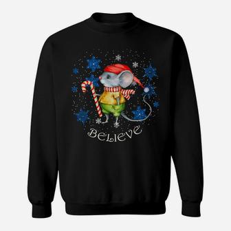 Vintage Mouse With Candy Cane Holiday And Christmas Sweatshirt Sweatshirt | Crazezy AU
