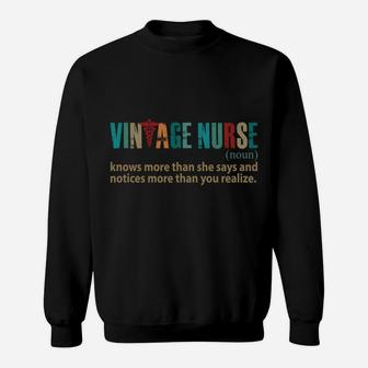 Vintage Nurse Knows More Than She Says Noun Funny Definition Sweatshirt | Crazezy AU