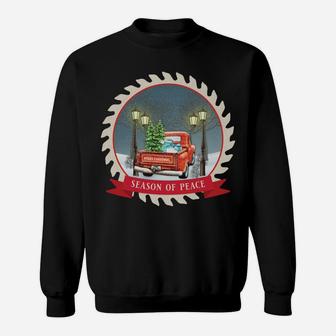Vintage Old Red Truck Christmas Apparel Season Of Peace Sweatshirt | Crazezy
