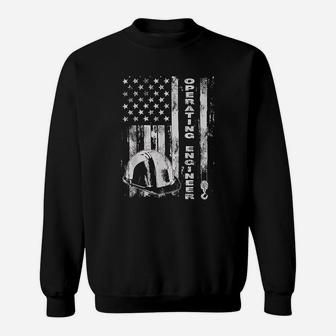 Vintage Operating Engineer American Flag Sweatshirt | Crazezy