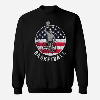 Vintage Patriotic Wheelchair Basketball Player Sweatshirt - Monsterry