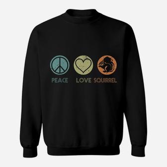 Vintage Peace Love Squirrel Tshirt Funny Squirrel Lover Gift Sweatshirt | Crazezy