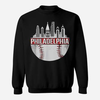 Vintage Philadelphia Baseball Skyline Retro Philly Cityscape Sweatshirt | Crazezy